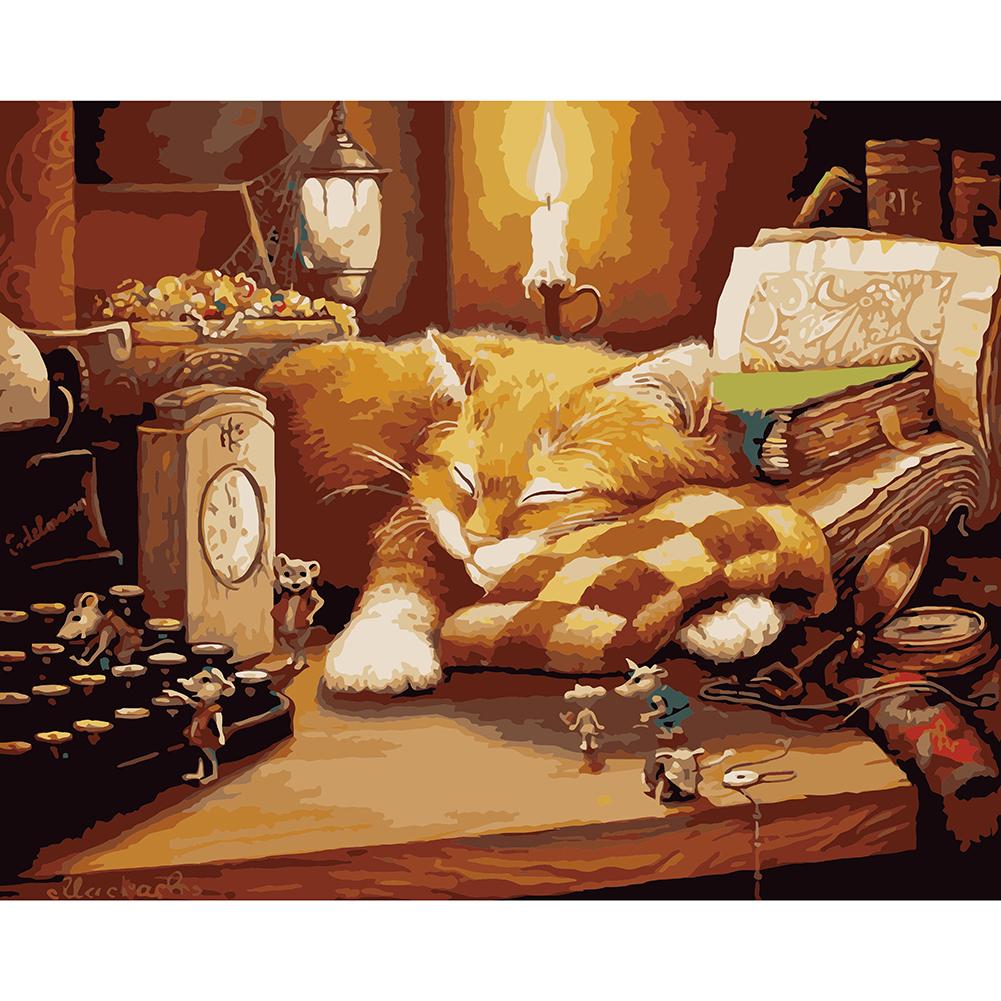 

40*50CM Paint By Numbers-Sleeping Cat, 501 Original