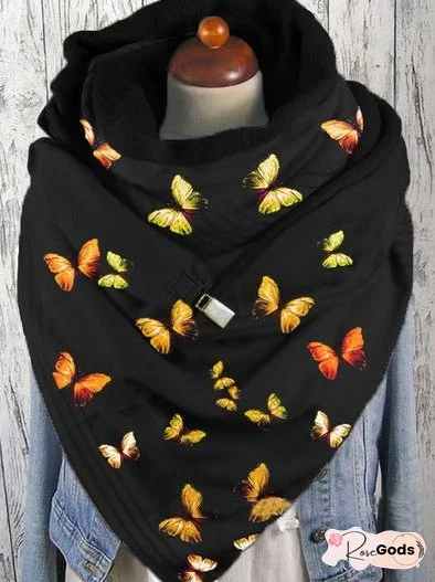 Scarfs Butterfly Print Thick Warm Shawl Scarf for Women