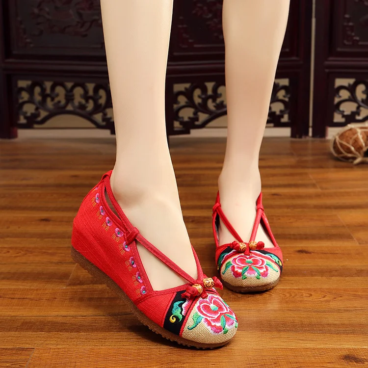 Colourp Colourp Not Include Shoe Box Single Shoes Full Size Inside Raised 5 Cm High Heels Embroidered Cloth Shoes Spring And Summer Women's Shoes
