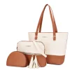 Elegant Dual Colors 3PCS Women's Tote Shoulder Bags Set