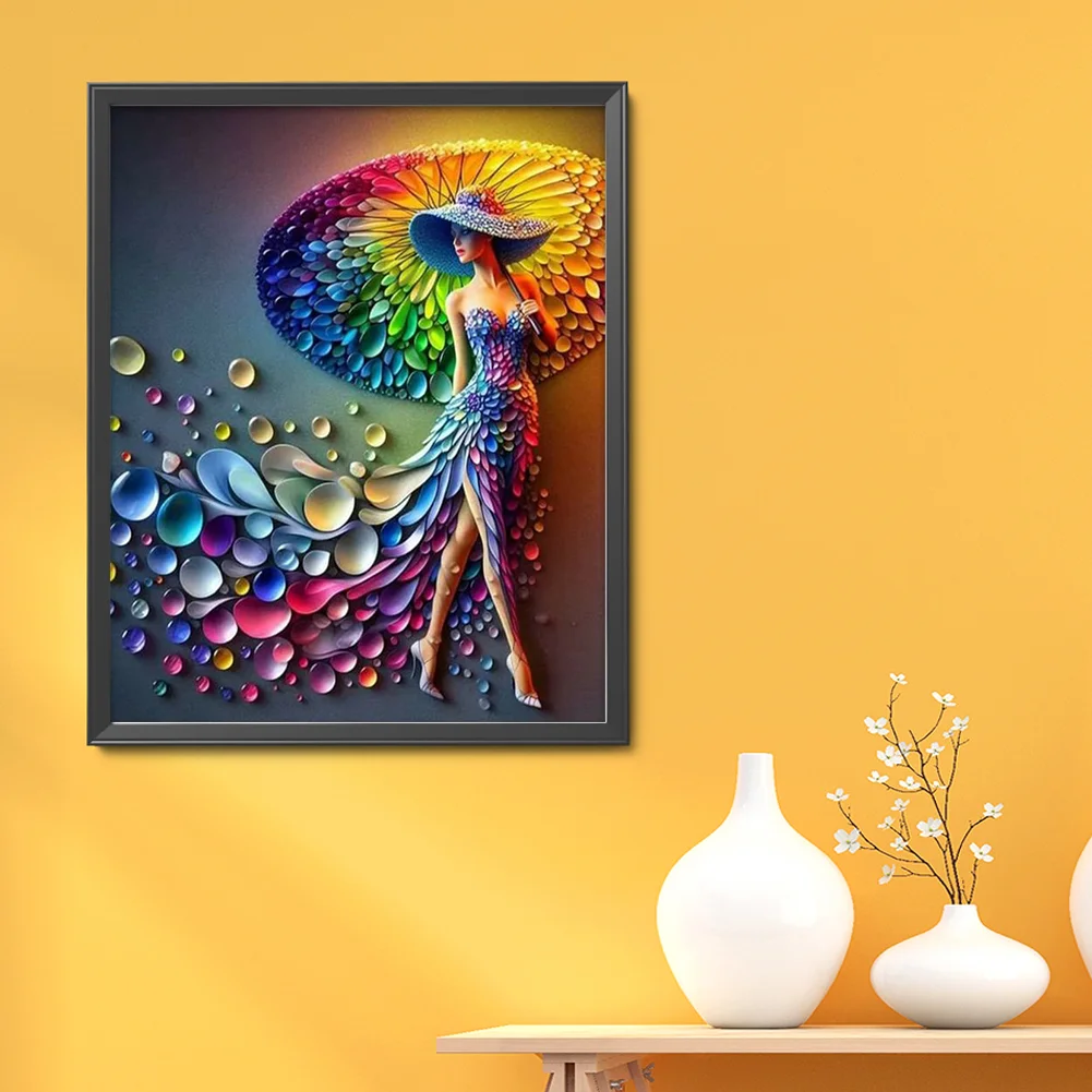 11CT Full Stamped Cross Stitch - Lady(Canvas|45*45CM)