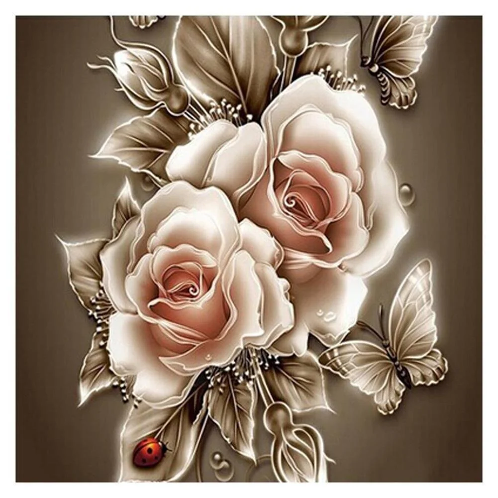 Diamond Painting - Full Round Drill - Retro Flowers(35*35cm)