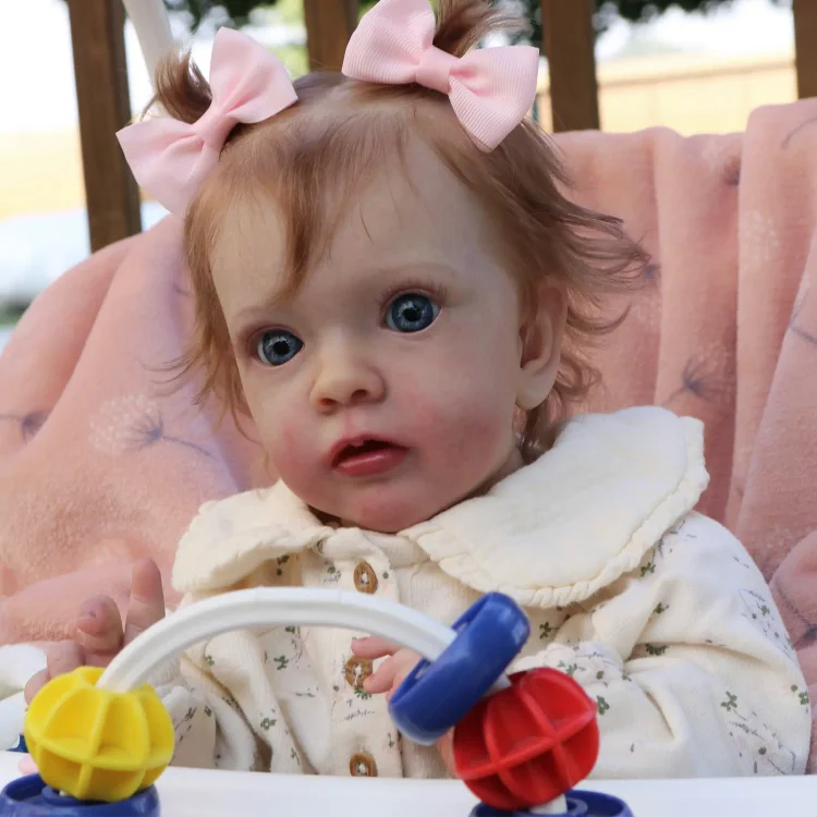  20" Reborn Toddler Baby Doll Girl with Brown Hair Hahera with Heartbeat💖 & Sound🔊 - Reborndollsshop®-Reborndollsshop®
