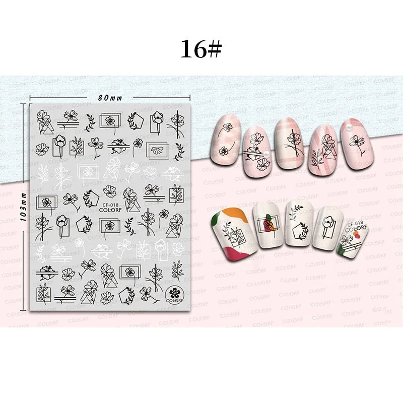 1 Sheet 3D Halloween Nail Sticker Christmas Skull Bone Snake Butterfly Maple Leaf Pattern Decals Manicures 3D Nail Decorations