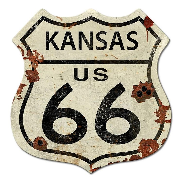 30*30cm - Kansas US 66 - Shield Tin Signs/Wooden Signs
