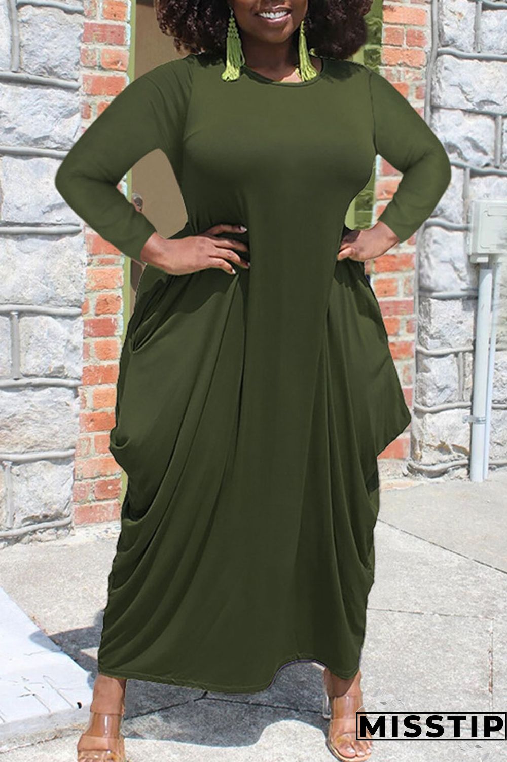 White Casual Solid Patchwork Asymmetrical O Neck Irregular Dress Plus Size Dresses