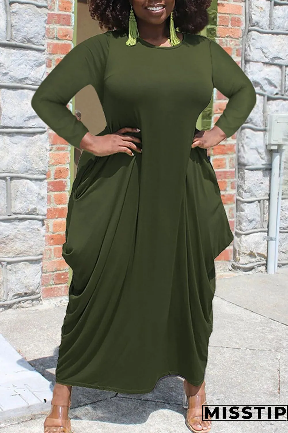 White Casual Solid Patchwork Asymmetrical O Neck Irregular Dress Plus Size Dresses