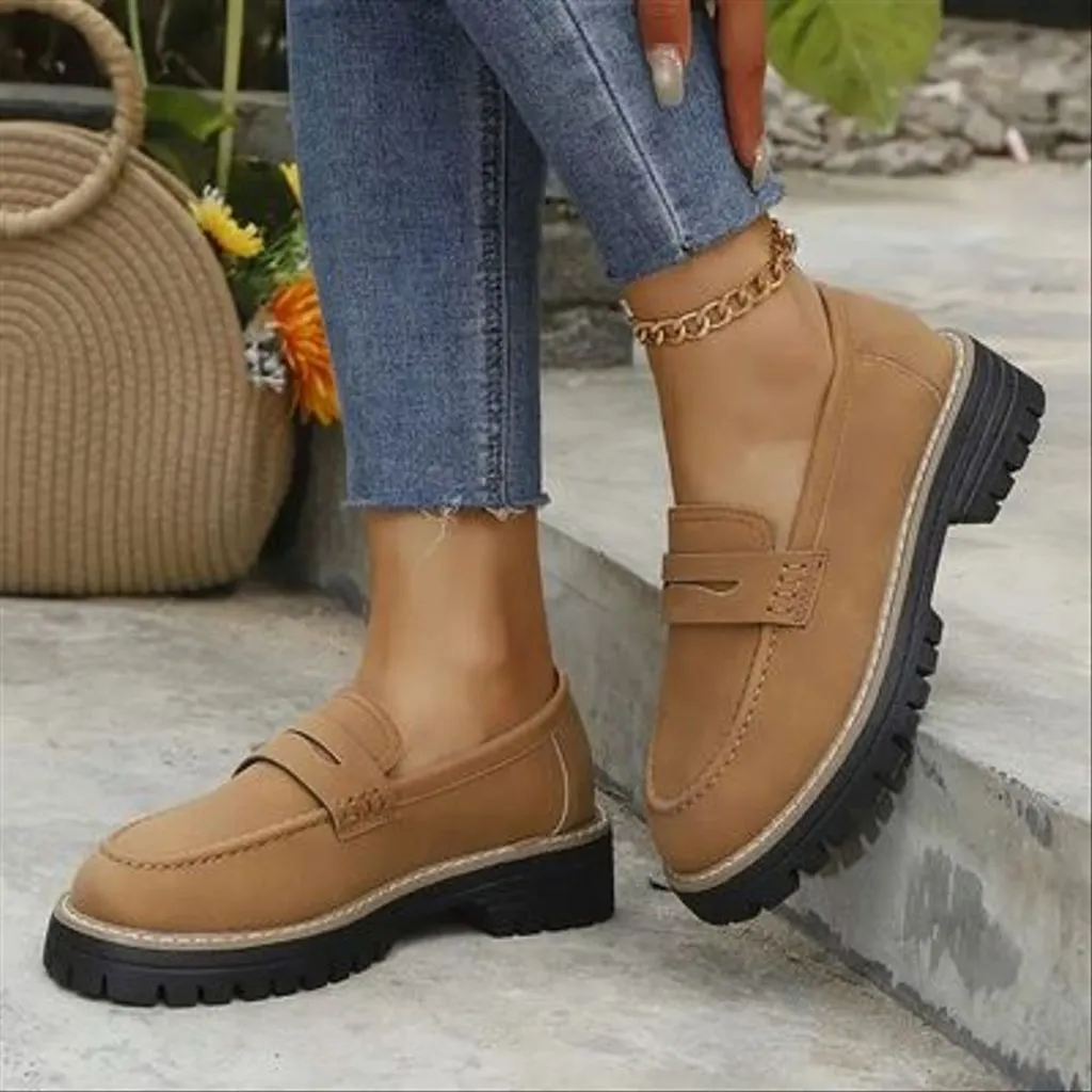 🔥Dernier jour ! 60 % de réduction !🔥 Mocassins Penny vintage légers pour femmes - Chaussures à plateforme à enfiler avec semelle épaisse en caoutchouc