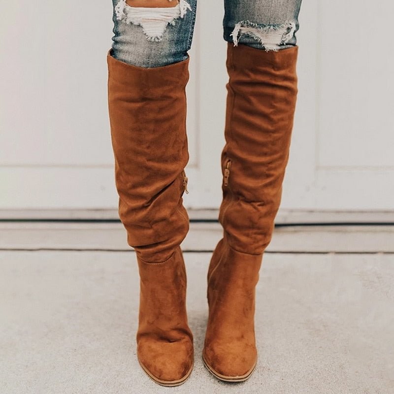 Women Knee-High Boots Lace Up Sexy High Heels Women Shoes Lace Up Winter Boots Warm Size  New Fashion Boots