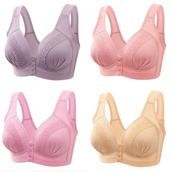 LILY&reg;FRONT BUTTON BREATHABLE SKIN-FRIENDLY COTTON BRA(3 PACK)