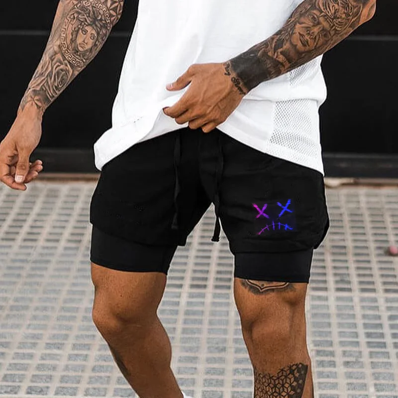 Men's Fashion Smiley Print Slim Quick Dry Fit Shorts