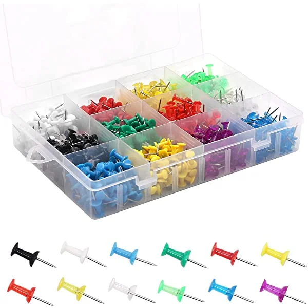 240 PC Multi Color Push Pins Map Thumb Tacks Round Head Steel Point Cork Board