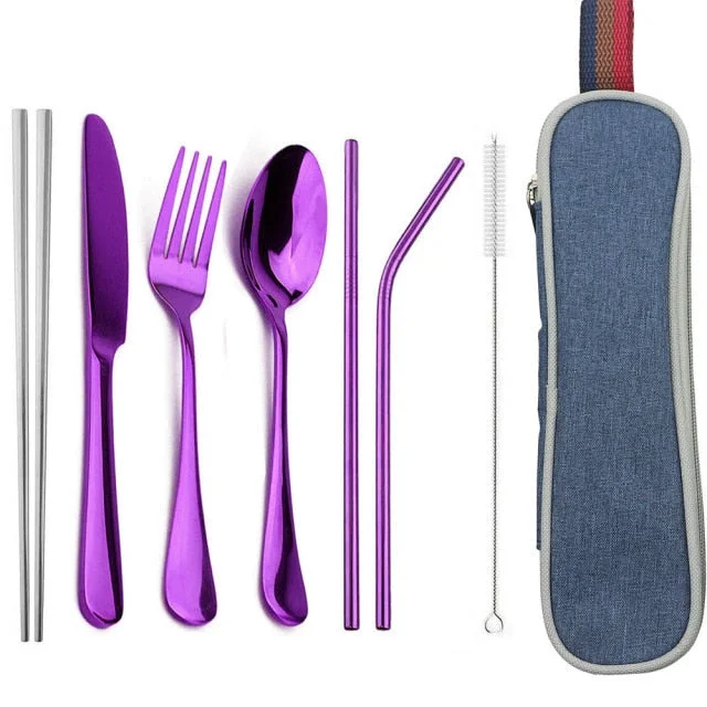 Eco-Friendly Cutlery Set Reusable Flatware with Portable Case