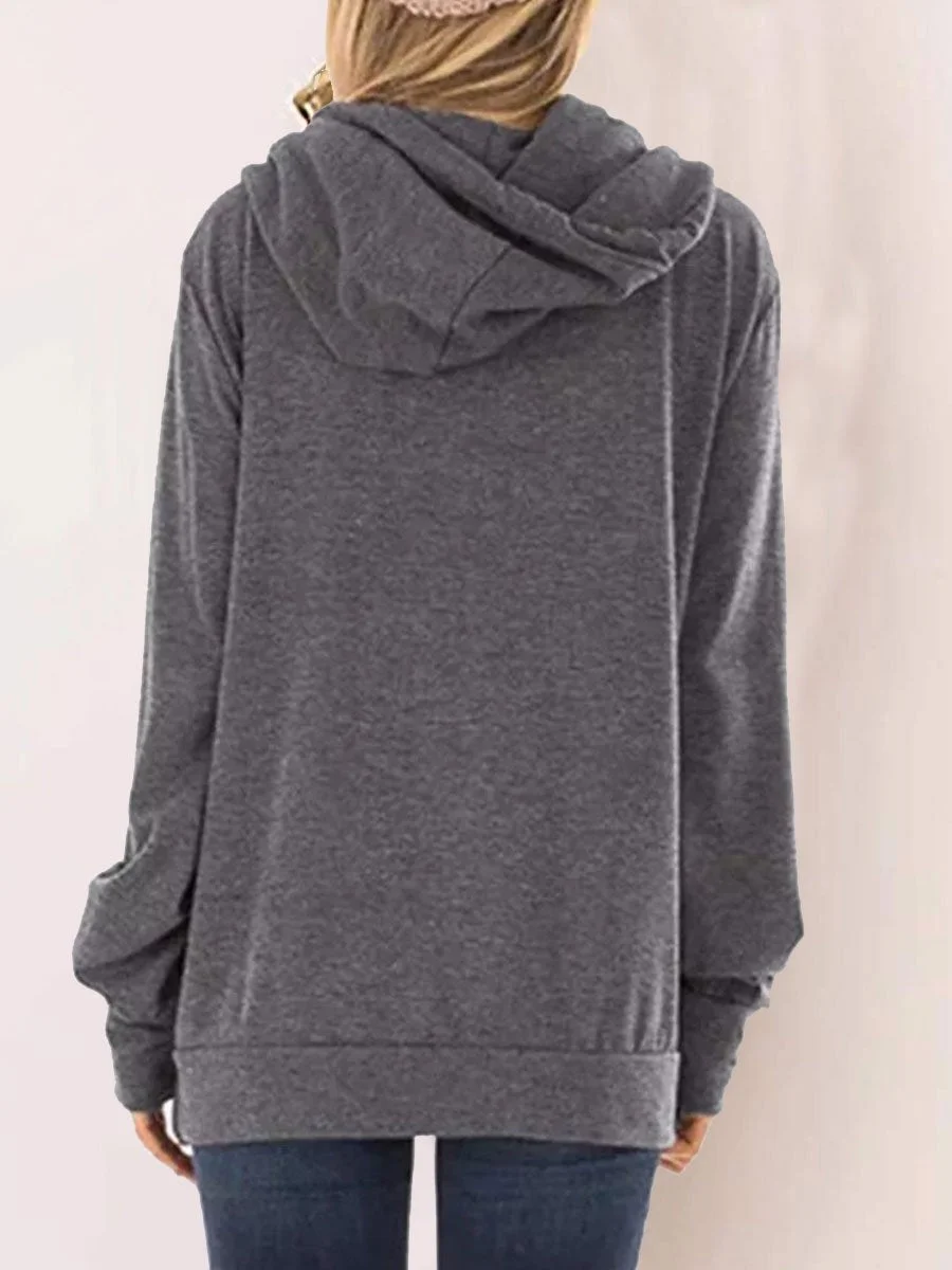GOOD VIBES Print Loose Round Neck Hoodie