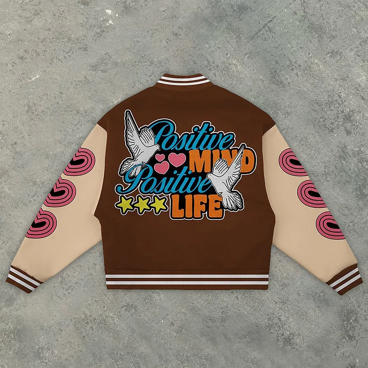 Peace Dove Casual Street Baseball Jacket