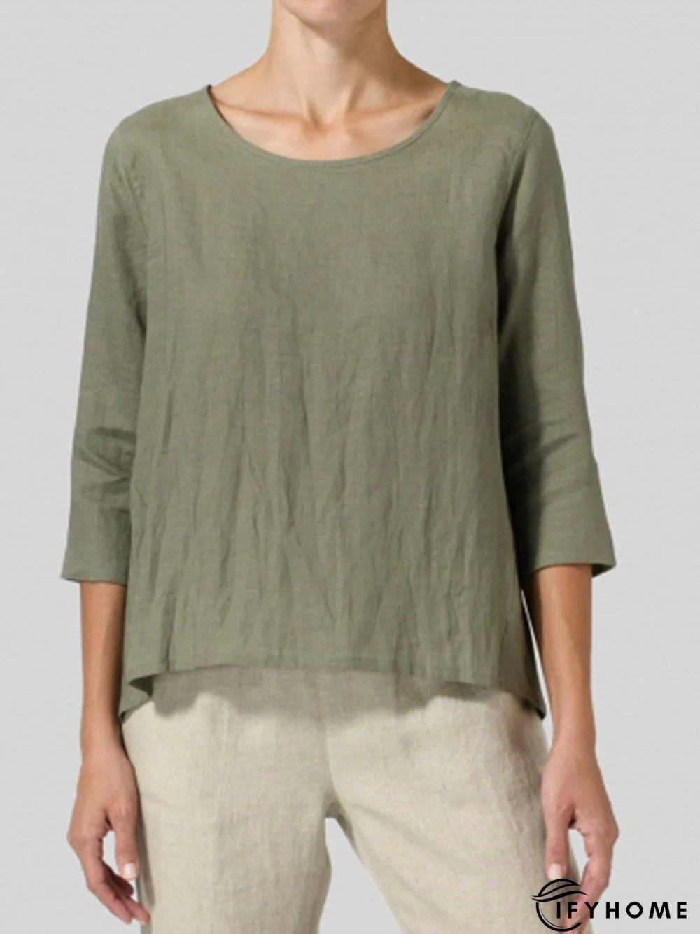 Women Casual 3/4 Sleeve Loose Top Blouse Shirt | IFYHOME