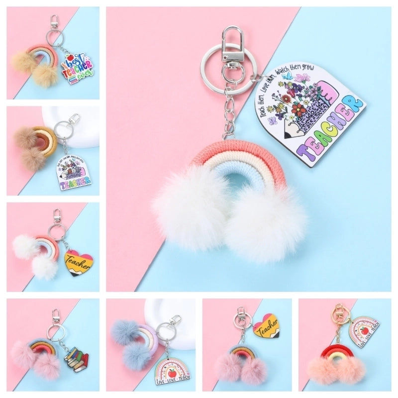 Cute Sweet Shiny Letter Rainbow Alloy Bag Pendant Keychain
