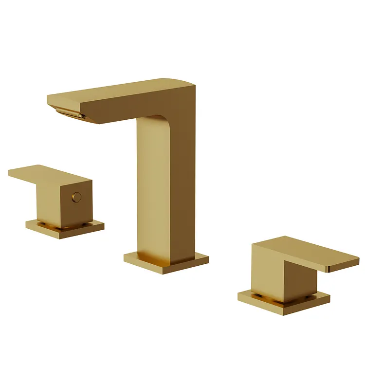 EVERSTEIN Widespread Waterfall Bathroom Faucet 5.98 '' Spout Height in Brushed Gold