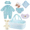17''-22'' Essential Clothes Accessories for Reborn Baby with Cyan Polka Dots 8 Pieces Gift Set - RBBI-Myrebornbabydoll&reg; Myrebornbabydoll&reg;
