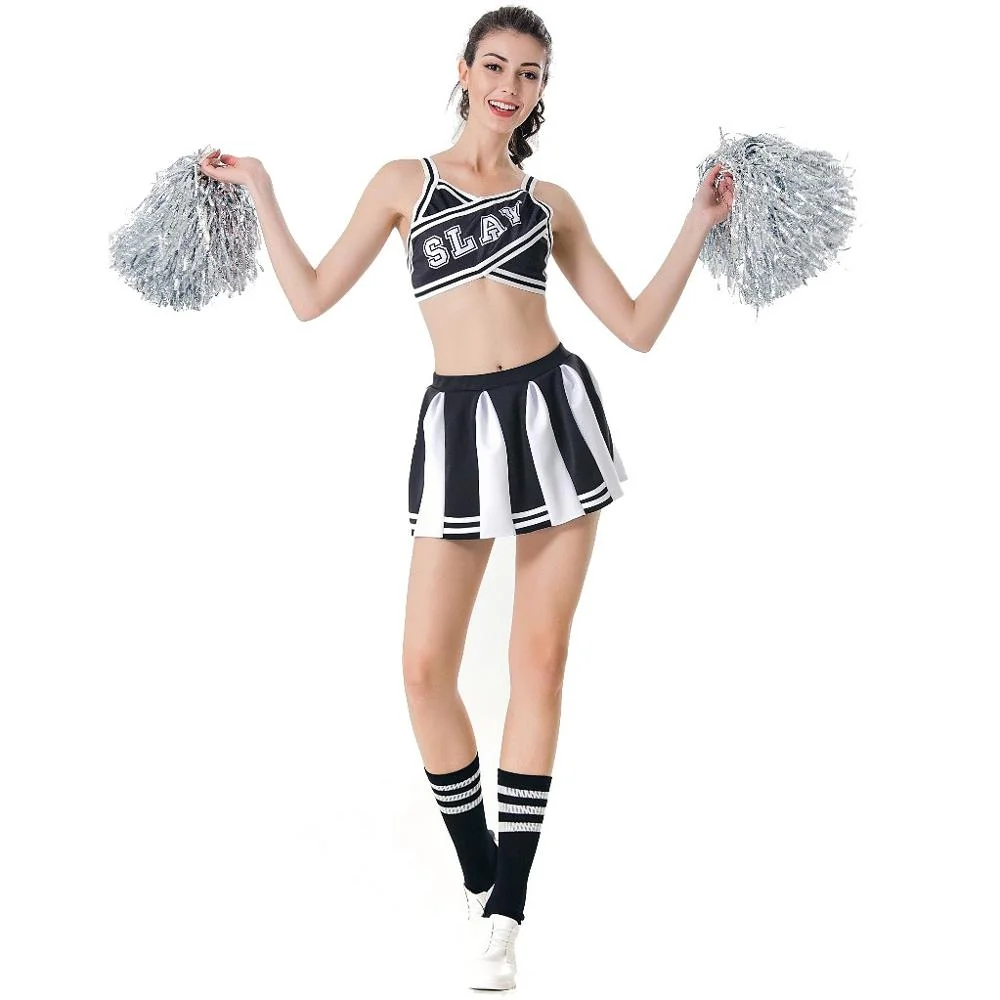 Women School Cheerleader Costume Cheerleading Dress Adult Cheer Uniform-elleschic
