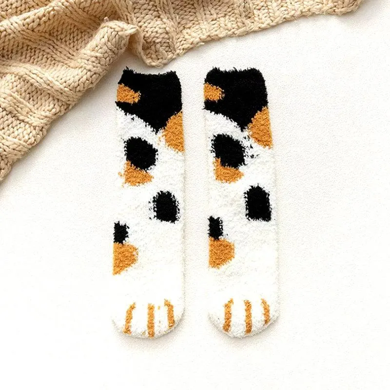 Brownm Paw Plush Socks