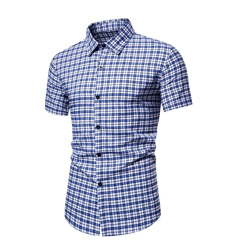 Men's Fashion Slim Lapel Shirt Short Sleeve