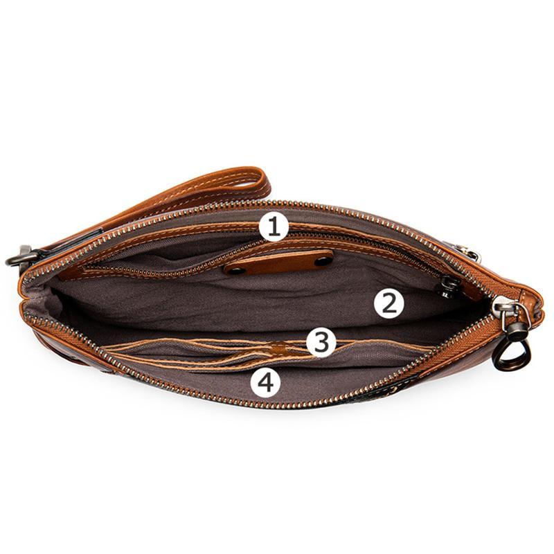 Mens Vintage Patchwork Leather Business Casual Clutch Bags