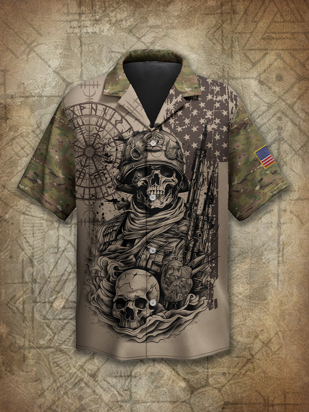 Viking Tactical Camo Totem Spirit Power Heritage Hawaiian Shirt / Rvogue / Rvogue