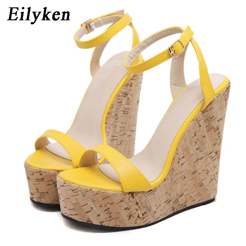 Eilyken Platform Wedges Ankle Strap Open Toe Women Sandals 2021 Summer Gladiator Super High Cover Heel Buckle Ladies Sandals
