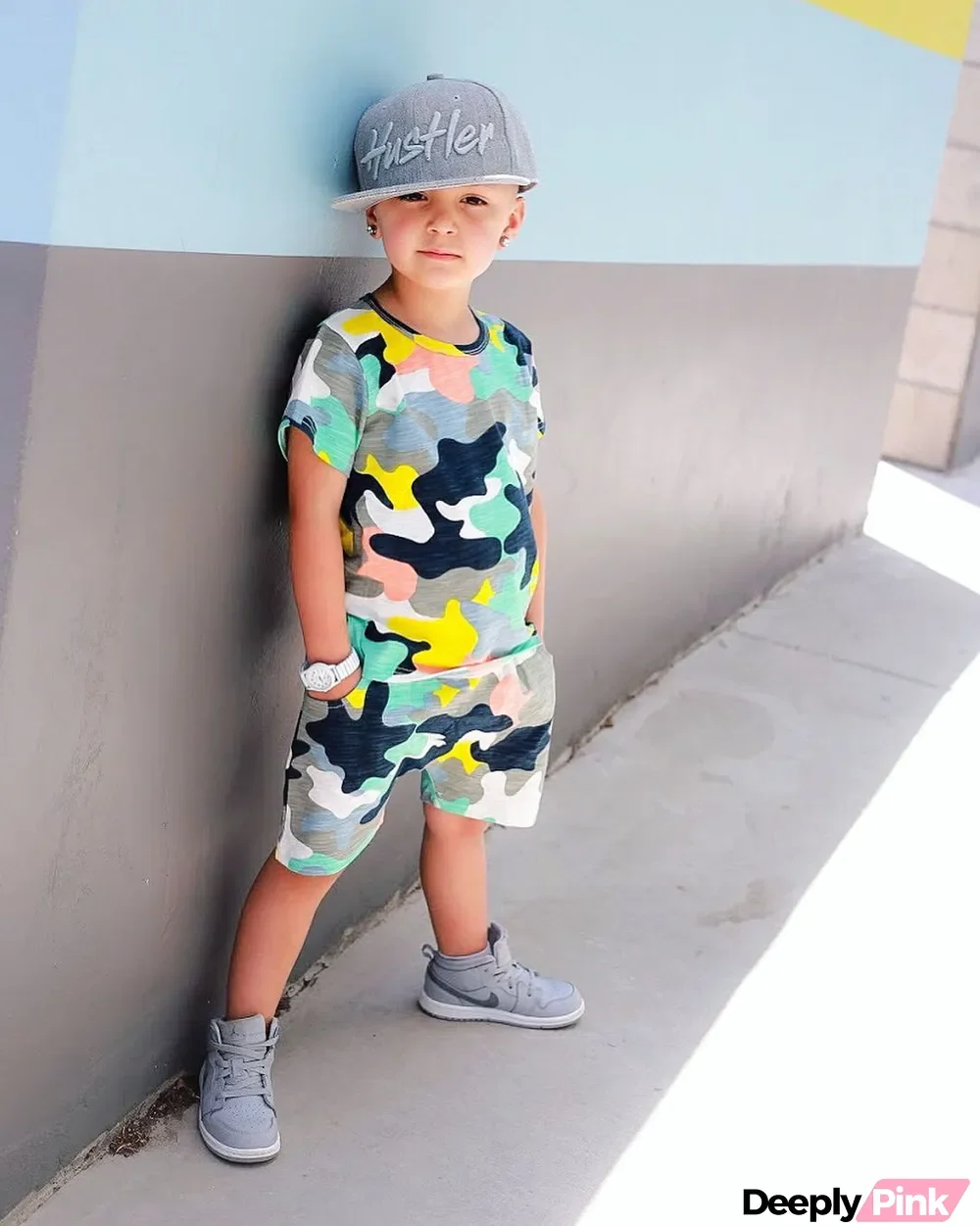 Kids Print Short Sleeve Shorts 2 Piece Set GYMF-