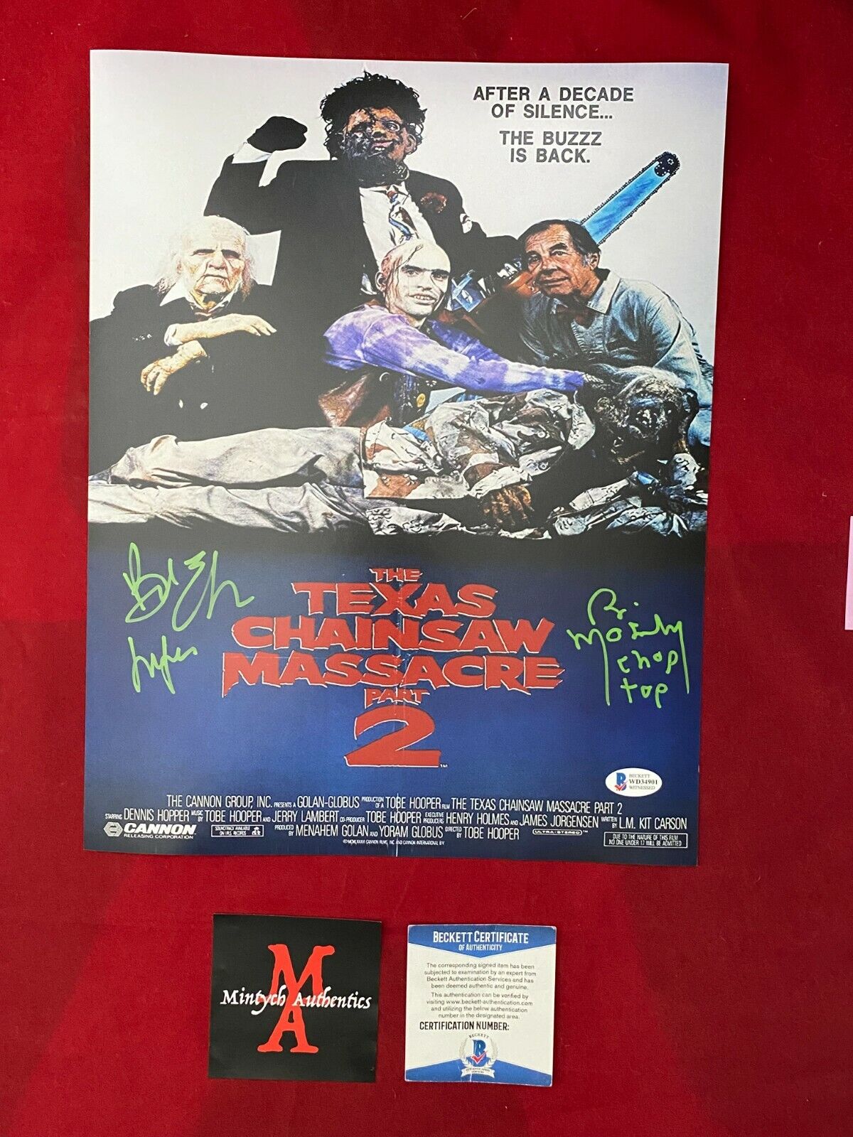 BILL MOSELEY & BOB ELMORE SIGNED 11x14 Photo Poster painting! TEXAS CHAINSAW MASSACRE! BECKETT!