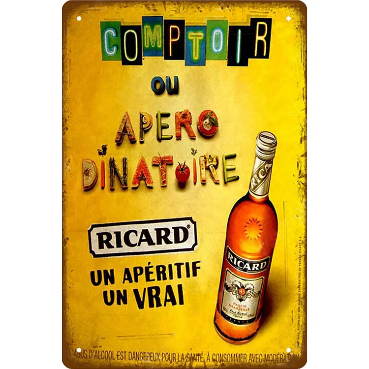 RICARD - enseignes vintage en étain - 7.9x11.8 & 11.8x15.7inch