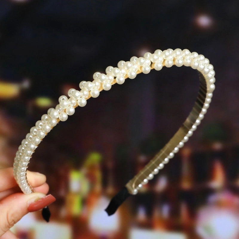 Women’s Fashion Waves Alloy Inlay Artificial Pearls Headwear