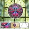 (25cm)DIY Acrylic Jigsaw Puzzle Window Hanging with Hanging Chain DIY Stained Glass Decoration Round Window Puzzle Decor for DIY Craft Project (Jeweled Dragonfly Art)