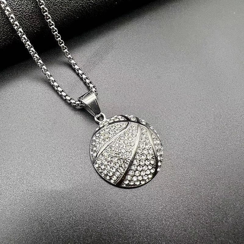 Hip-hop Basketball Stainless Steel Plating Inlay Artificial Diamond Unisex Necklace Necklace Pendant