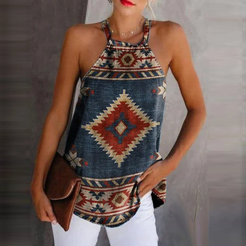 Vintage Western Geometric Print Tank Top