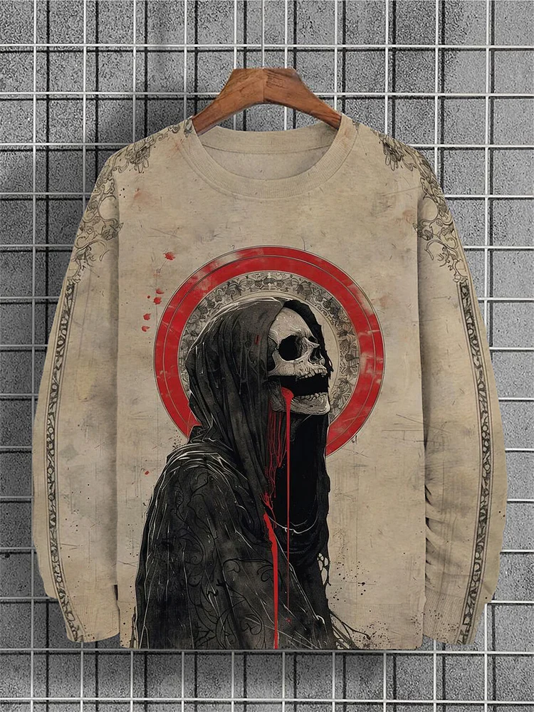 Men's Scary Skull Art Print Casual Sweatshirt