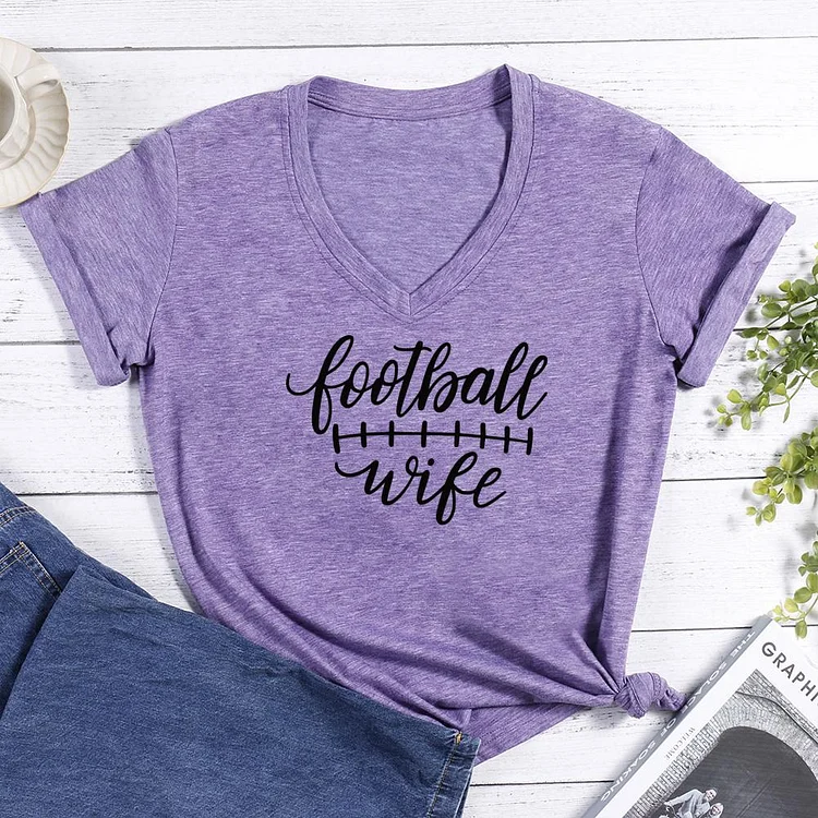 Football wife V-neck T Shirt-Annaletters