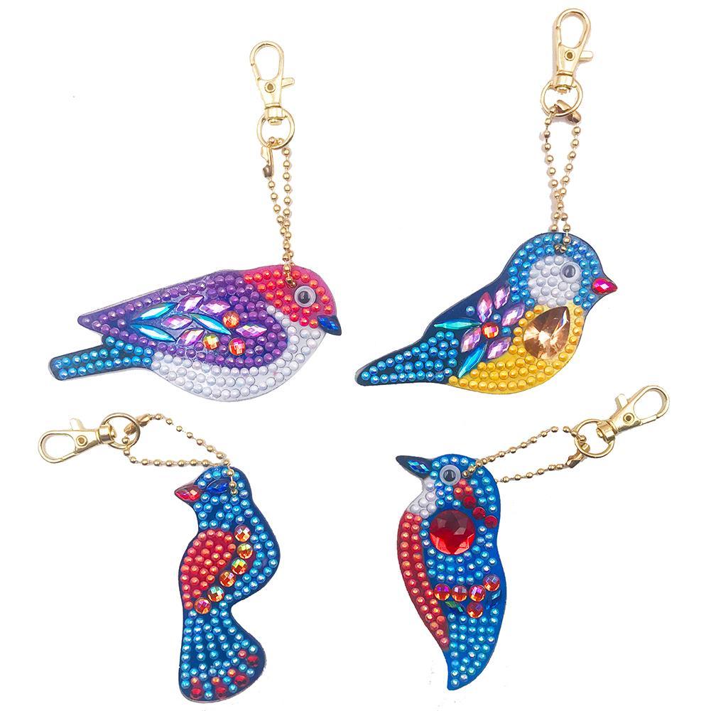 

4pcs Birds-DIY Creative Diamond Keychain, 501 Original