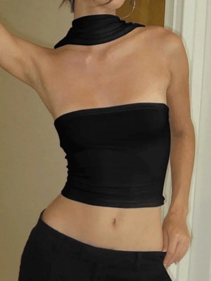 Brownm Halter Strap Bandeau Top