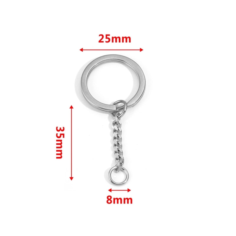5 PCS/Package 25*35mm 30*35mm Stainless Steel Solid Color Polished Keychain Accessories