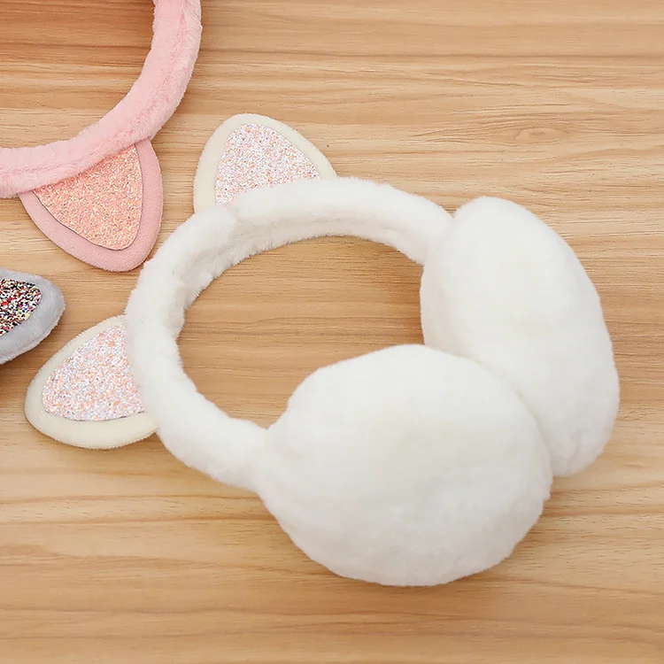 Personalized Kids Pearl Patch Warm Cat Ears Earmuffs