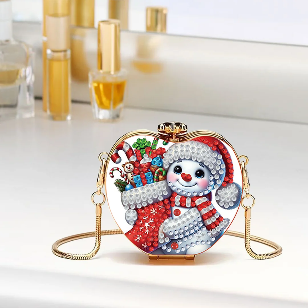 Snowman DIY Acrylic Love Art Diamond Painting Coin Purse with Chain for Women