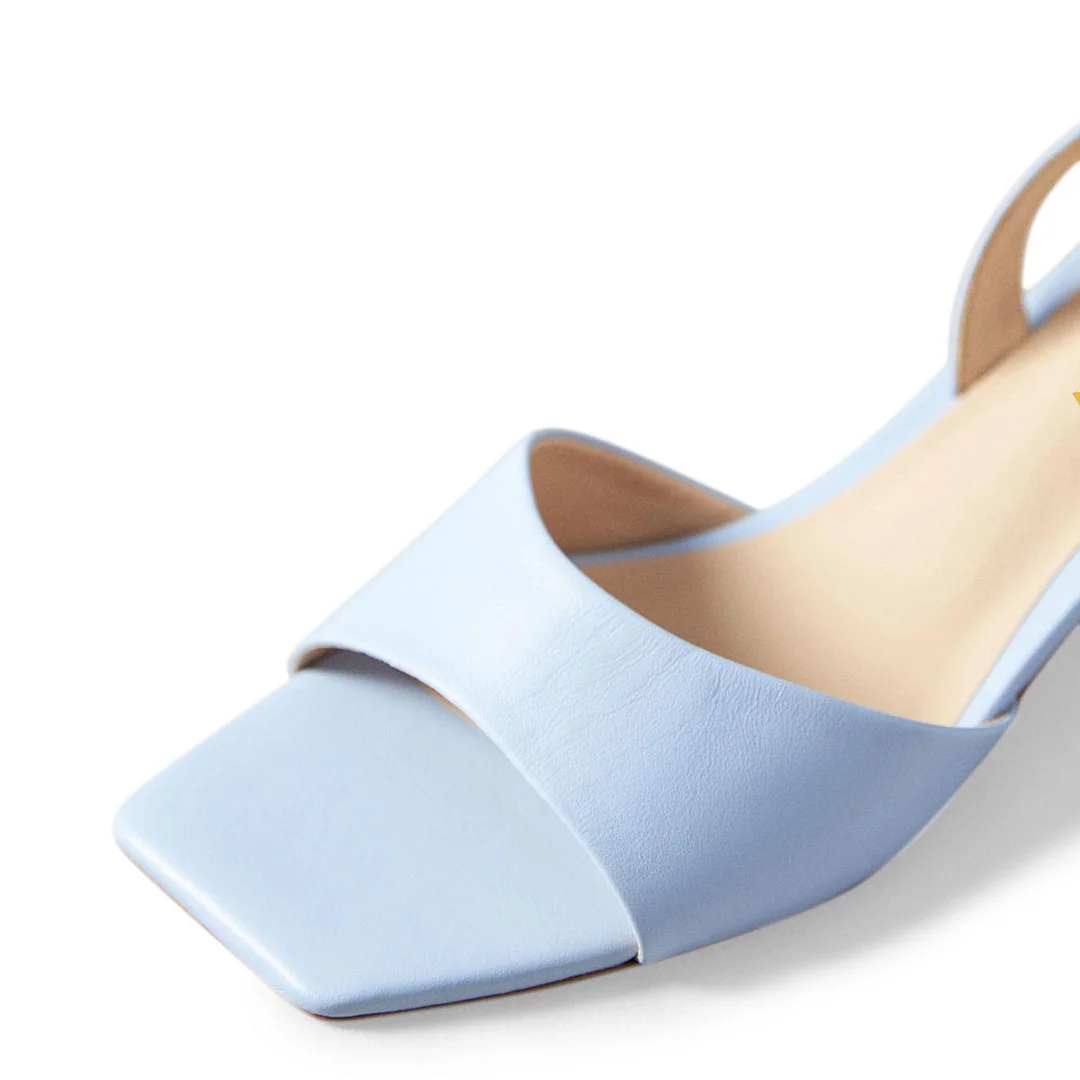 YDN Light Blue Open Toe Slingback Kitten Heel Dress Sandals