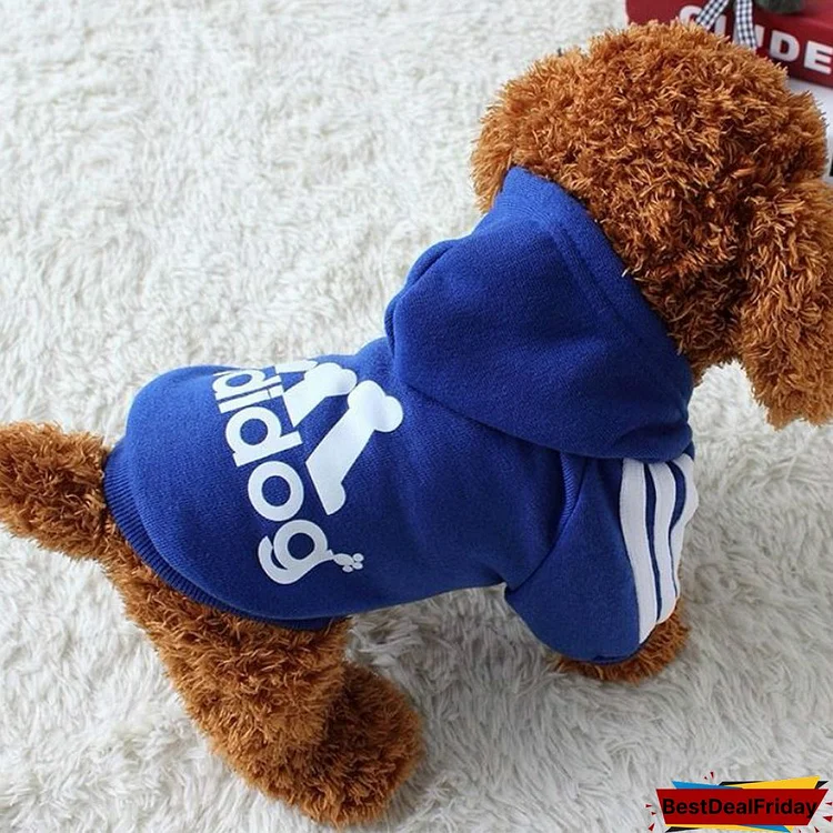 Adidog Clothes, Pet Dog Clothes for Small Medium Dogs, Cotton Hooded Sweatshirt, 2021 Hot Selling Warm Two-Legged Pet Jacket