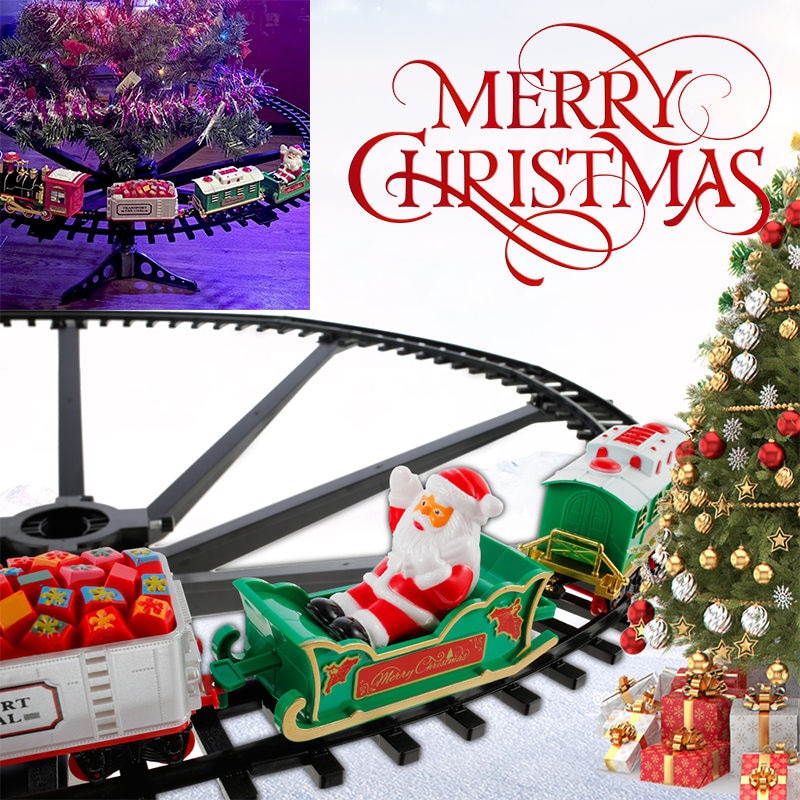 Tegooe Christmas Tree Hanging Electric Train Set with Sound and Light ABS Material