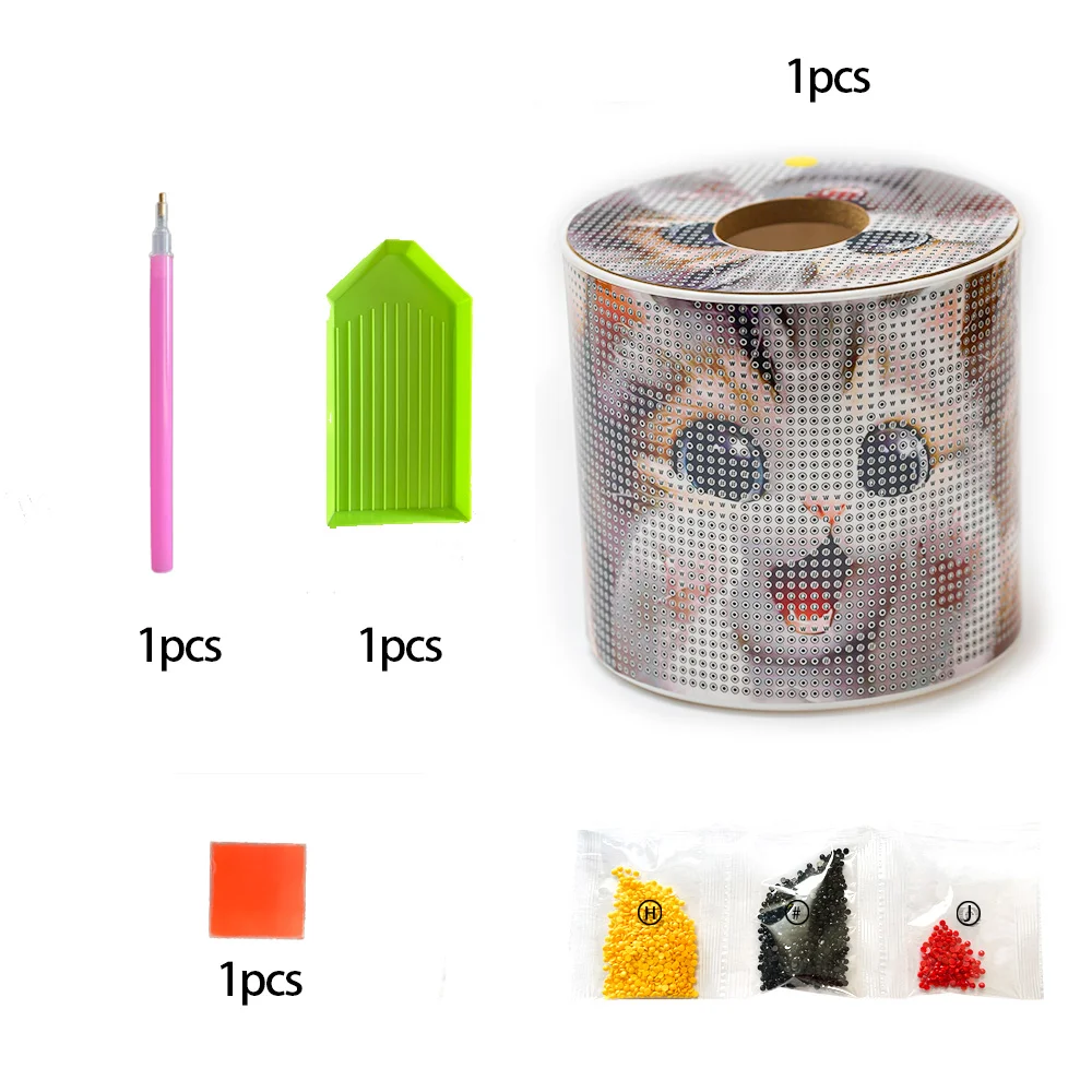 Cute Kitten DIY Diamond Painting Handmade Tissue Holder Rhinestones Tissue Box
