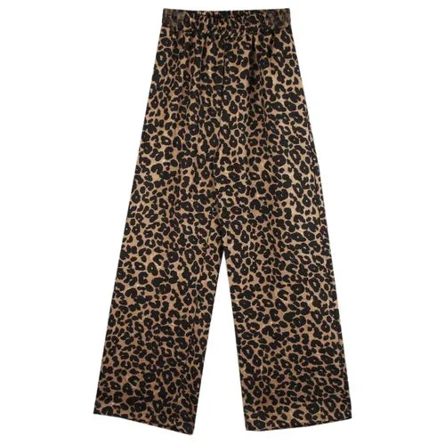 Tlbang Leopard Wide Leg Trousers Casual All Match Women Straight Pants Vintage Y2k Aesthetic Grunge Loose Pocket Pantalon Femme