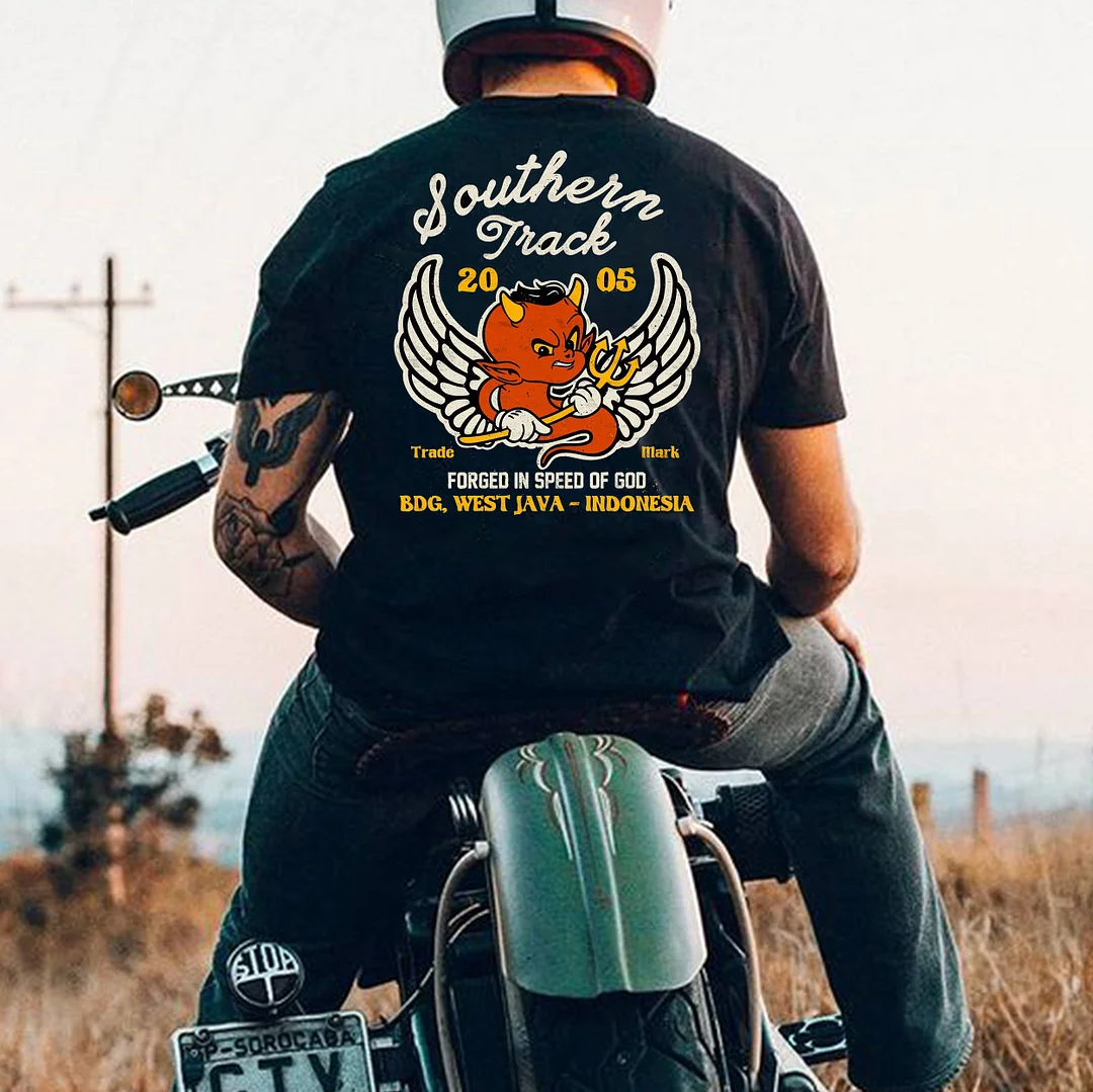 SOUTHERN TRACK Devil Angel Black Print T-Shirt