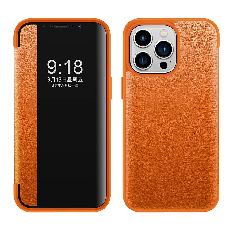 Smart View Flip Cover Leather Phone Case For iPhone